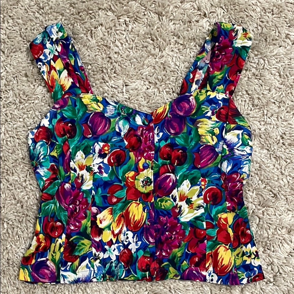 Paris Blues Colorful Floral Crop Top